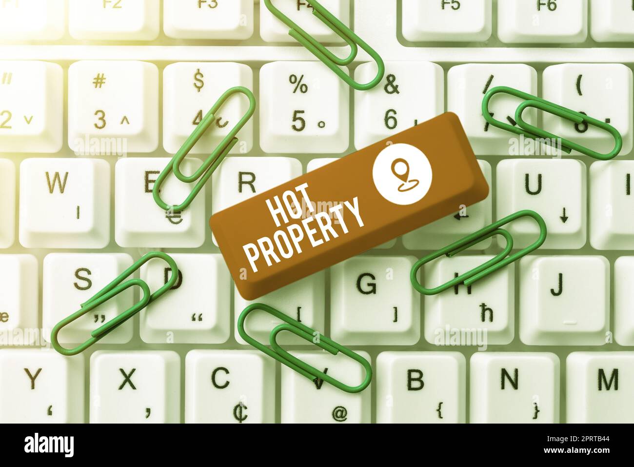 Sign displaying Hot Property. Business idea Something which is sought after or is Heavily Demanded Stock Photo