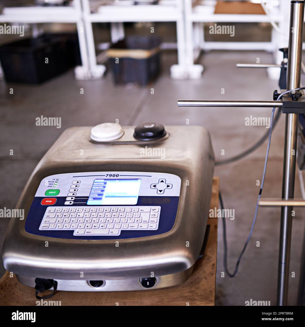 Everything has to be measured and weighed. Closeup shot of an industrial scale in a warehouse. Stock Photo