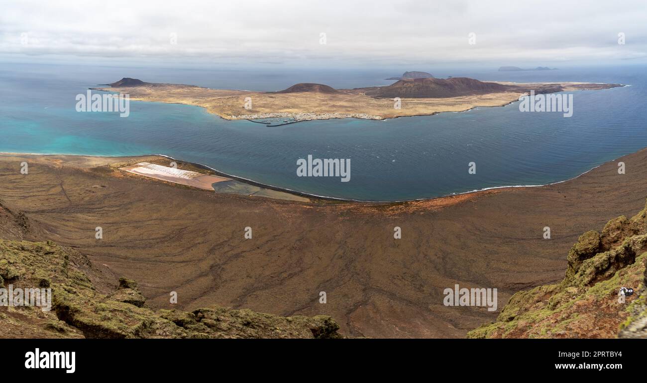 View of La Graciosa island from Mirador Del Rio. Lanzarote. Canary Islands. Spain. Stock Photo