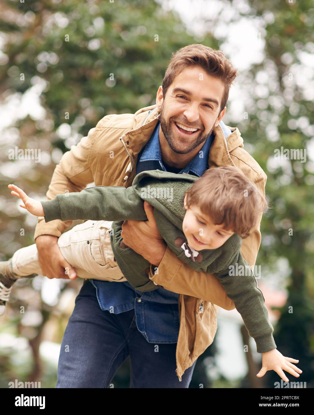 Hes my dad and best friend. a father and son enjoying a day outdoors. Stock Photo