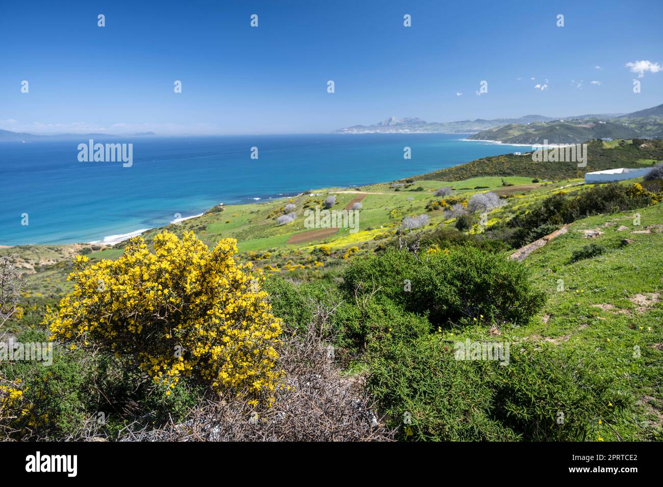 Landscape of the north coast of Morocco with views of the Strait of Gibraltar. Stock Photo