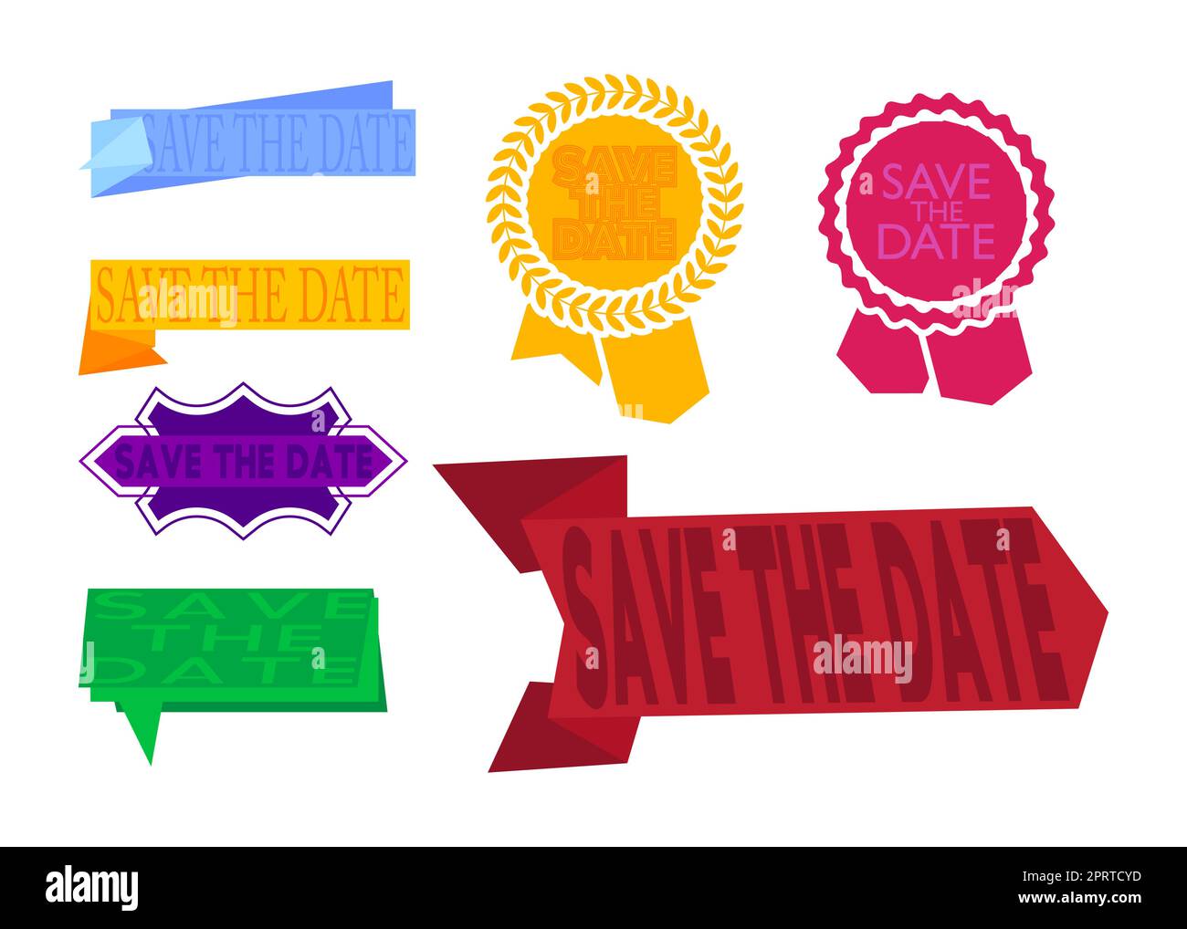 Set Of Ribbon With Save The Date Text Stock Vector Image Art Alamy