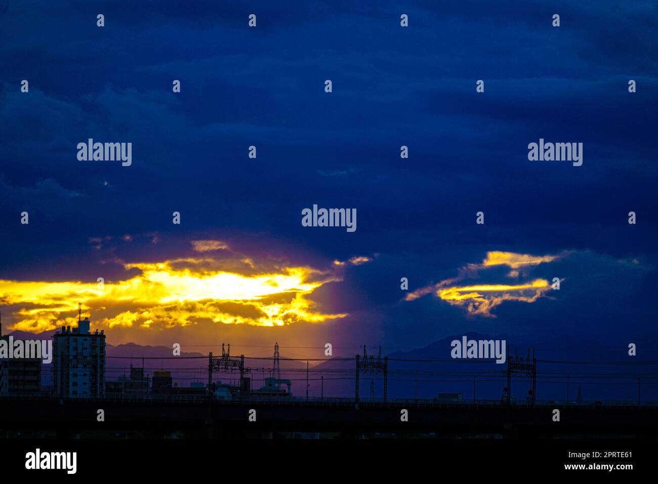 Dusk and Denentoshi Line Stock Photo