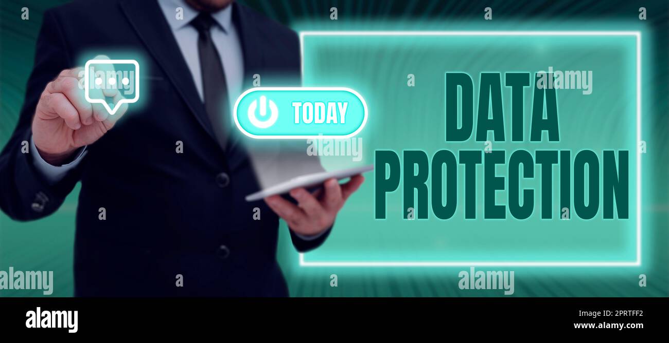 Text sign showing Data ProtectionProtect IP addresses and personal data from harmful software. Internet Concept Protect IP addresses and personal data from harmful software Stock Photo