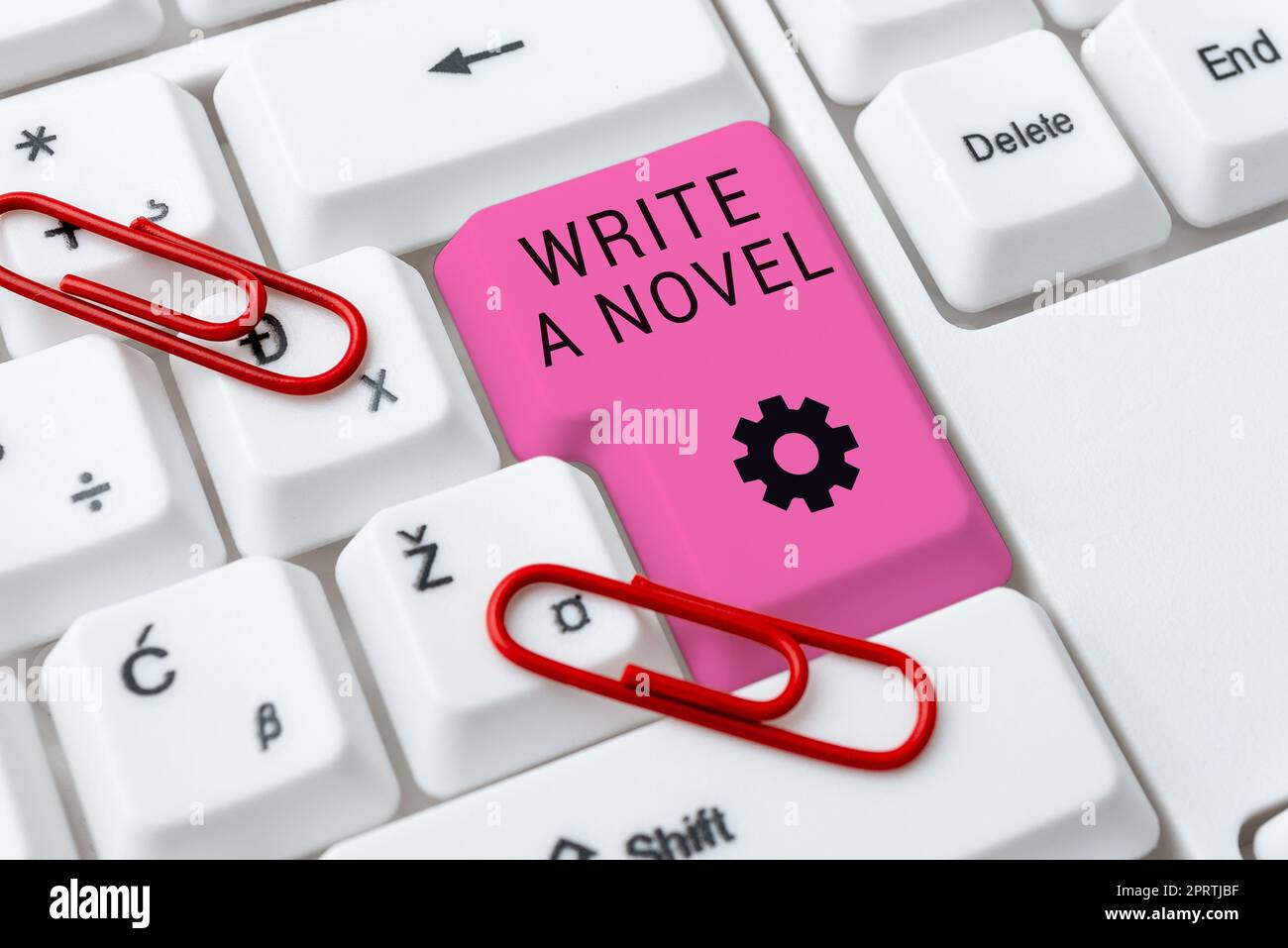 Text sign showing Write A Novel. Internet Concept Be creative writing some literature fiction become an author Stock Photo