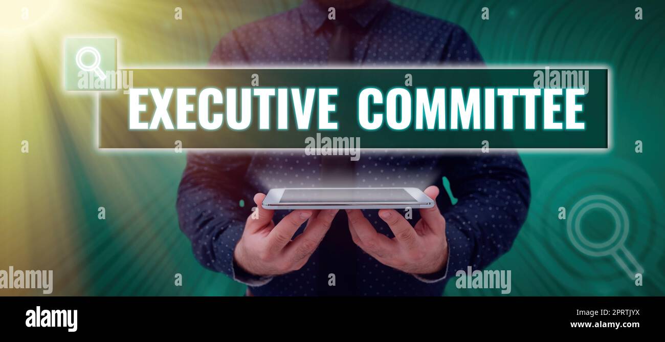 Text sign showing Executive Committee. Internet Concept Group of Directors appointed Has Authority in Decisions Stock Photo