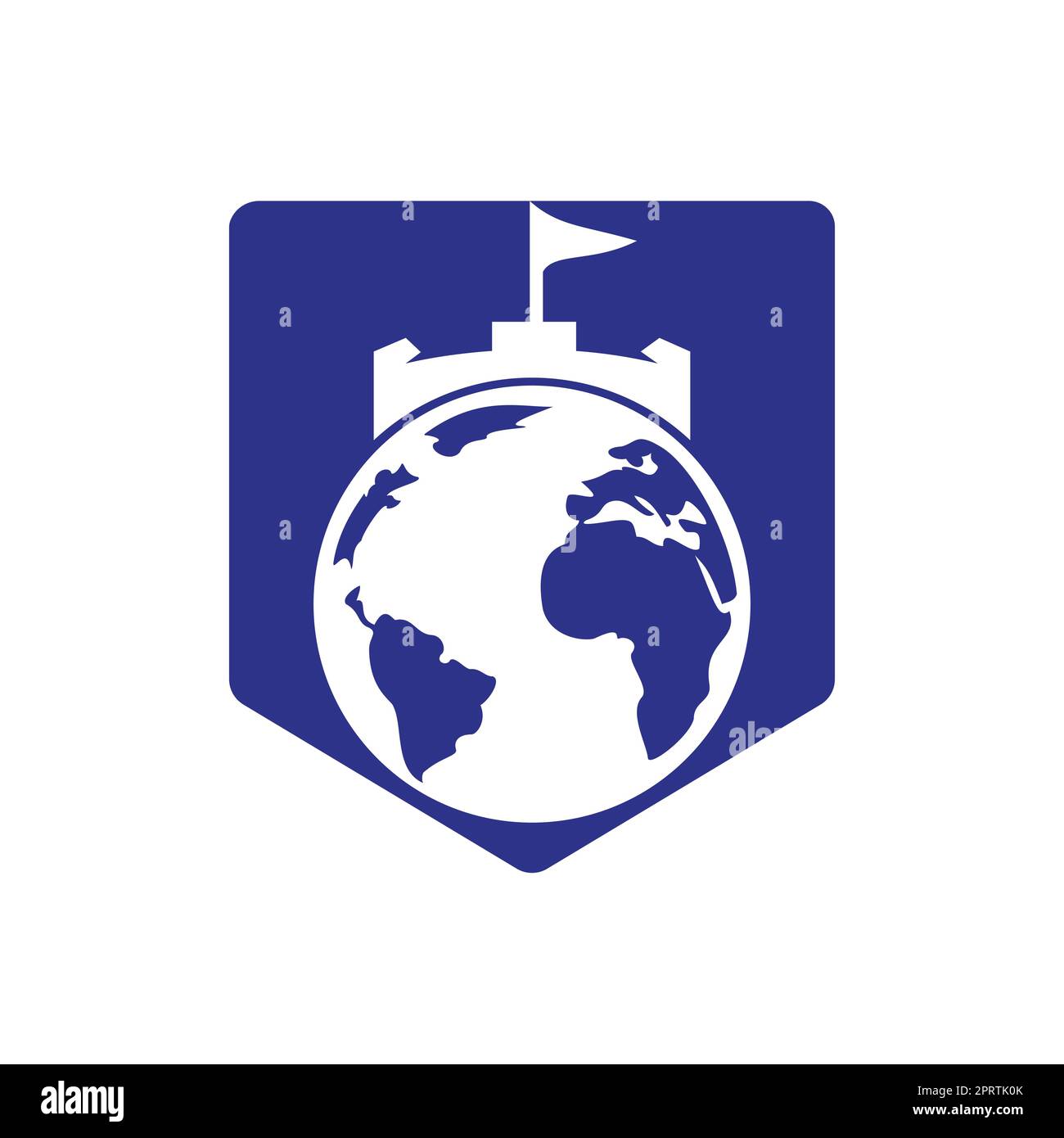 Castle globe vector logo design. Unique fortress and globe logotype ...