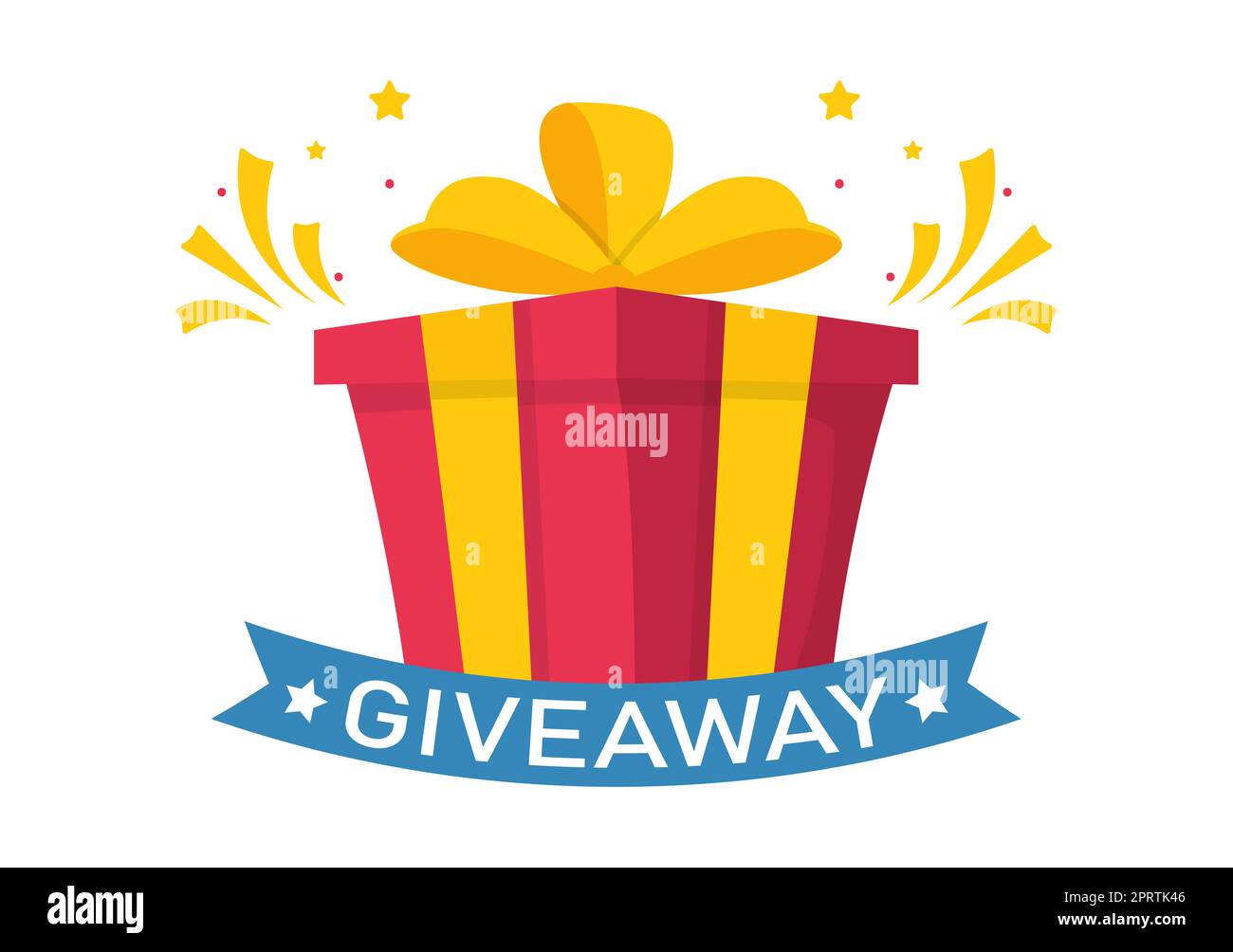 Giveaway Template Hand Drawn Cartoon Flat Illustration with Win a Prize, Surprise Package, Reward and Gift Box Design Stock Photo