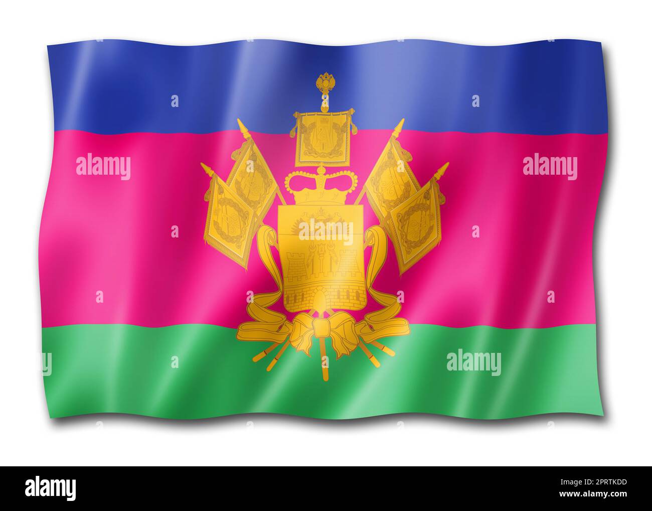 Krasnodar state - Krai -  flag, Russia waving banner collection. 3D illustration Stock Photo