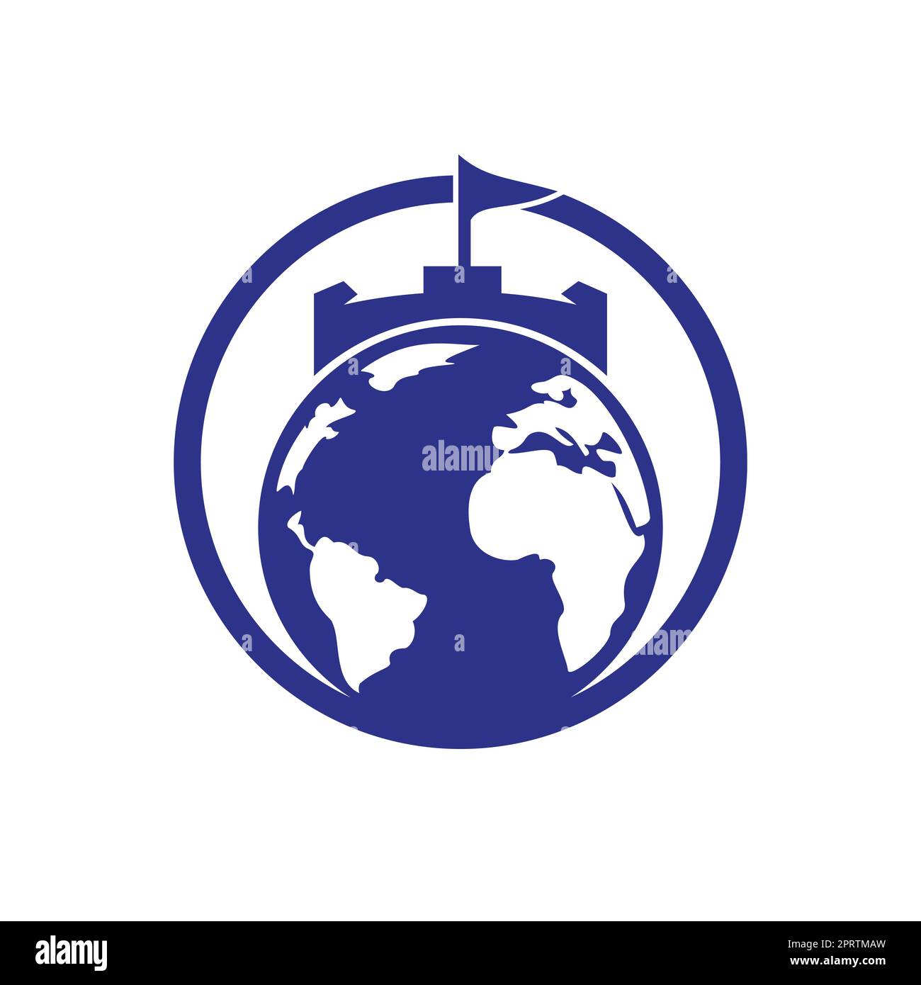 Castle globe vector logo design. Unique fortress and globe logotype ...