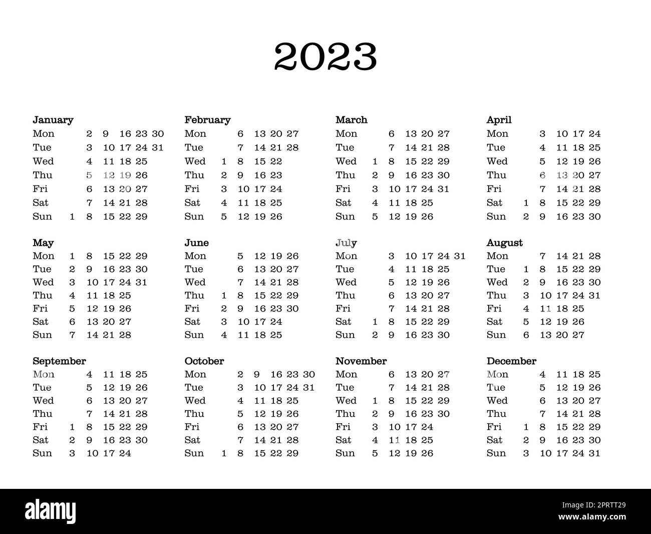 2023 calendar Cut Out Stock Images & Pictures - Alamy