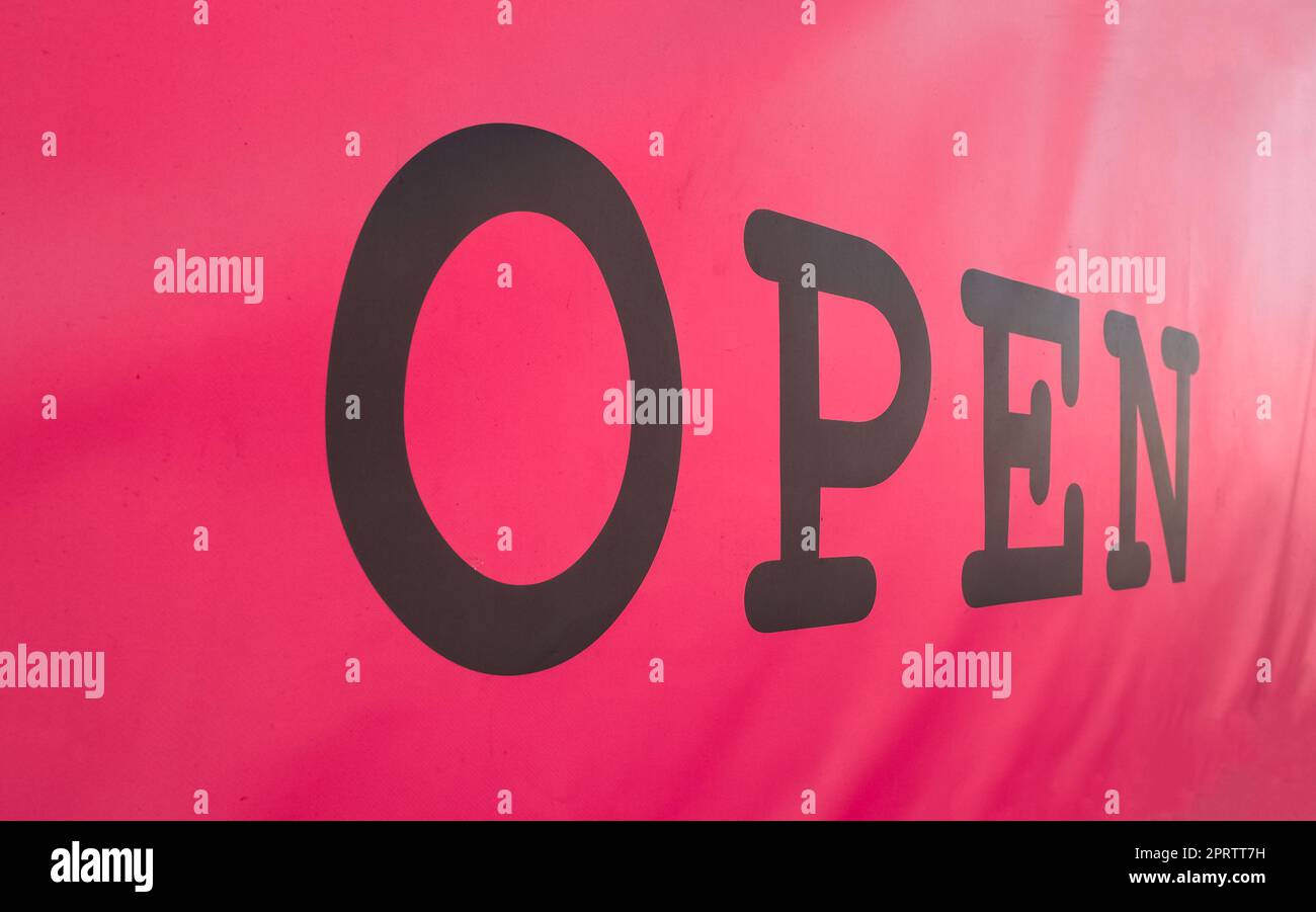 Open shop sign Stock Photo Alamy