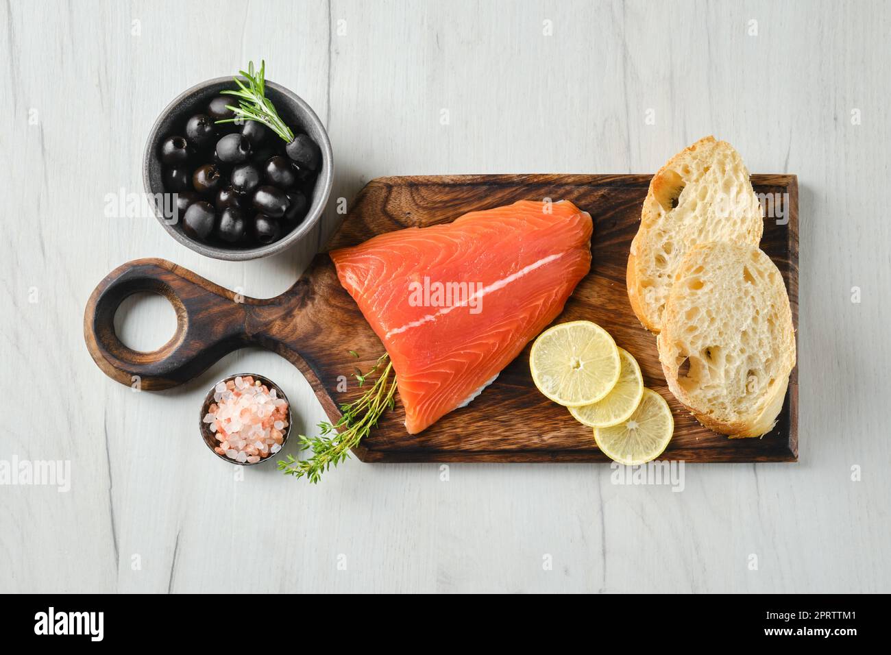 Top view of piece of fresh salmon tail fillet Stock Photo Alamy