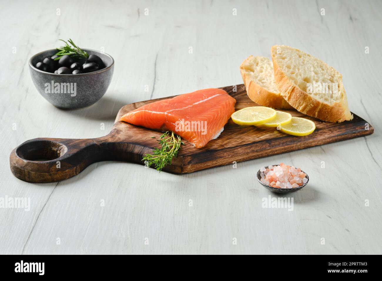 Piece of fresh salmon tail fillet Stock Photo