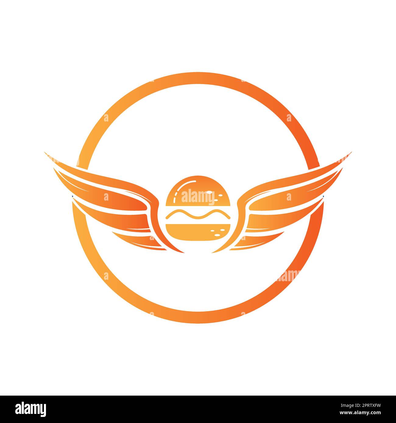 Angel burger logo with wings logo design. Flying burger logo concept. Stock Vector