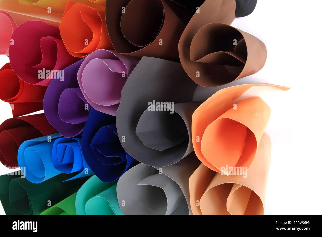 color paper rolls isolated on the white background Stock Photo