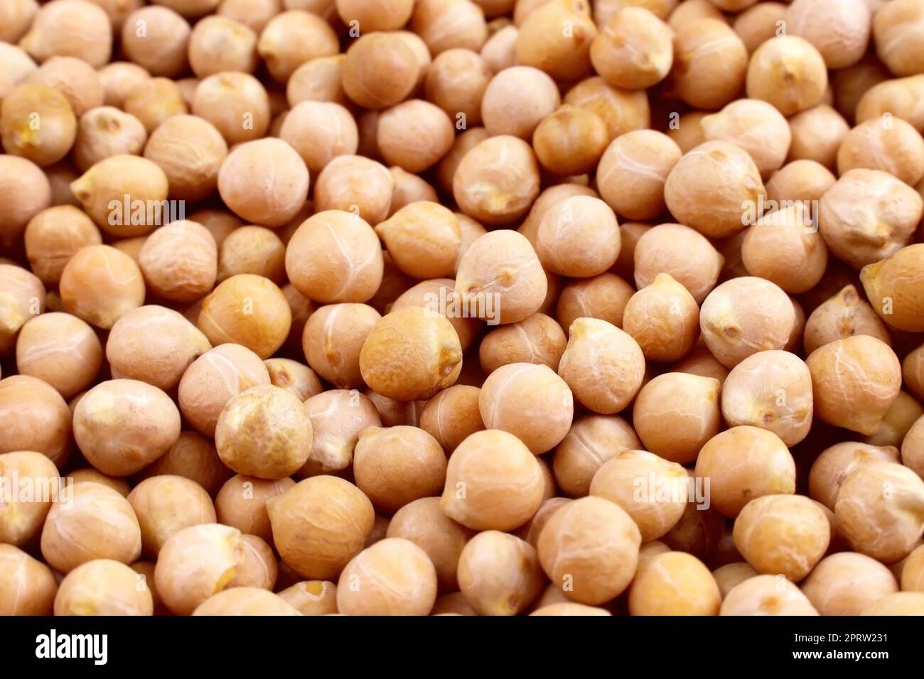 Yellow dried chickpeas or chick peas texture close up. Stock Photo