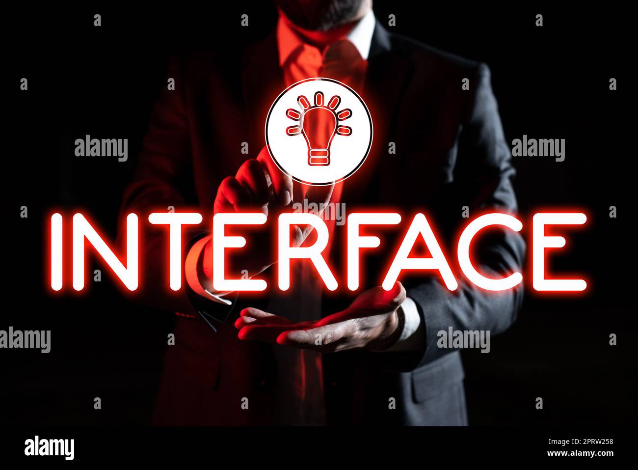 Conceptual display Interface, Word Written on point of meeting and ...