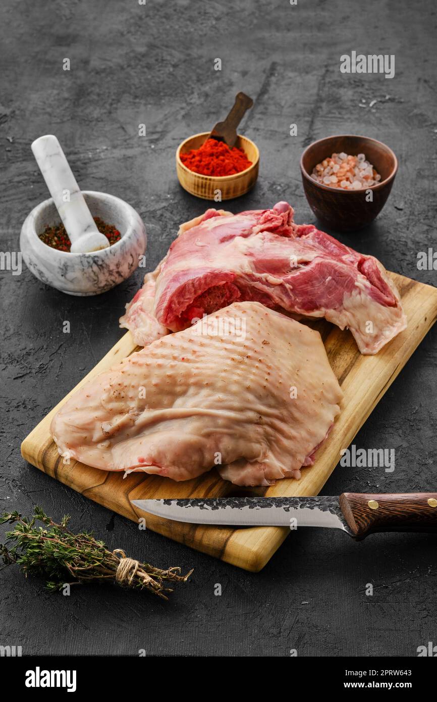 Raw fresh turkey thigh Stock Photo