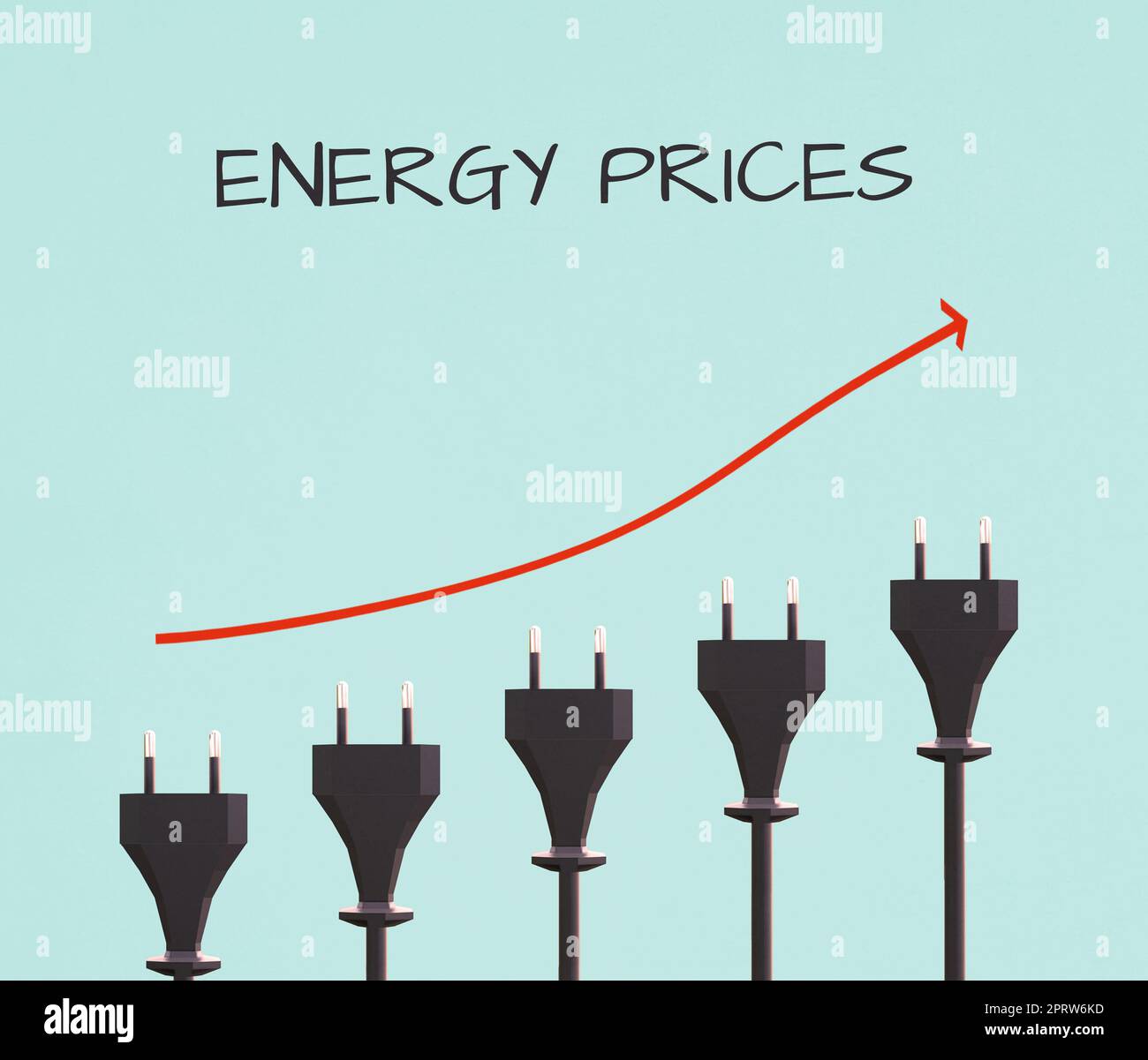 Illustration of power plugs, increasing prices for electricity