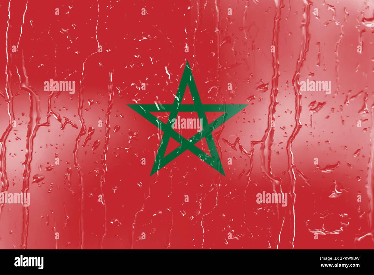 3D Flag of Morocco on a glass with water drop background Stock Photo ...