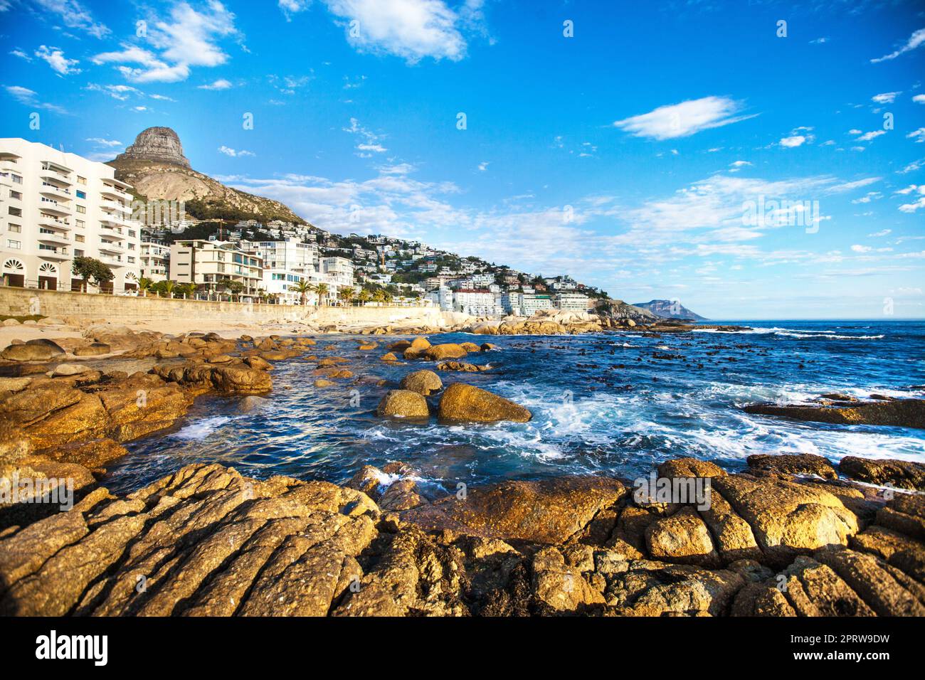 The best dreams happen when youre awake. A rocky but scenic coastline. Stock Photo