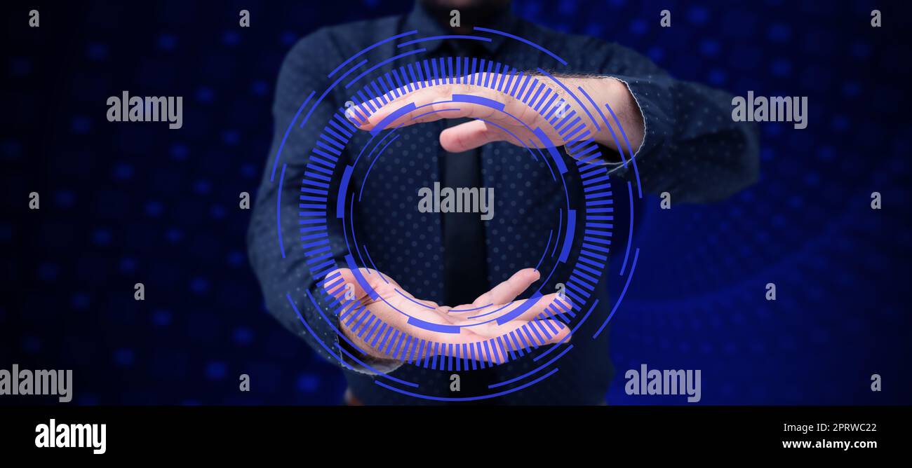 Business Man Presenting New Futuristic Technologies. Stock Photo
