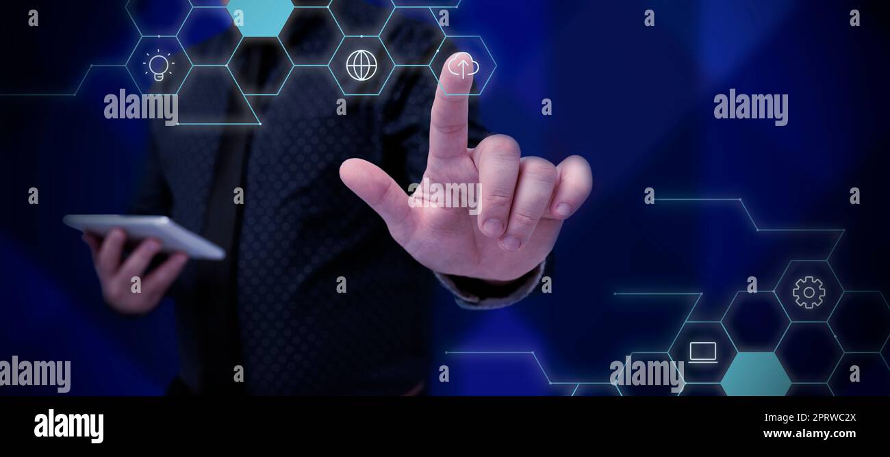 Business Man Presenting New Futuristic Technologies. Stock Photo