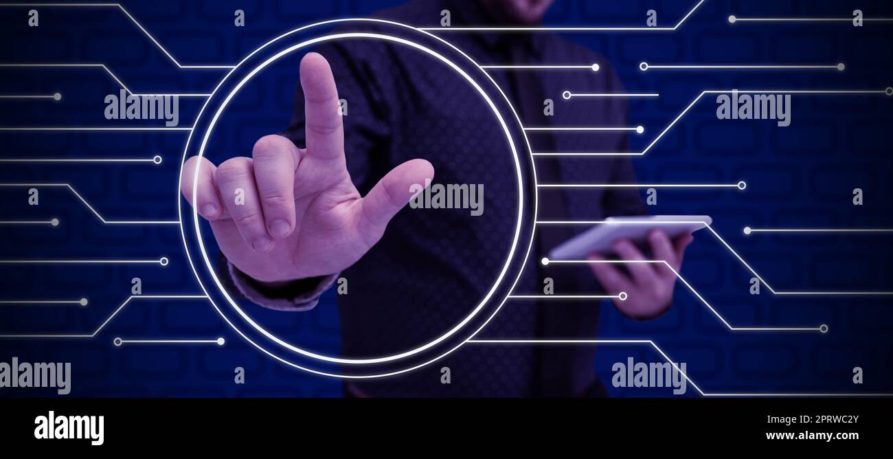 Business Man Presenting New Futuristic Technologies. Stock Photo
