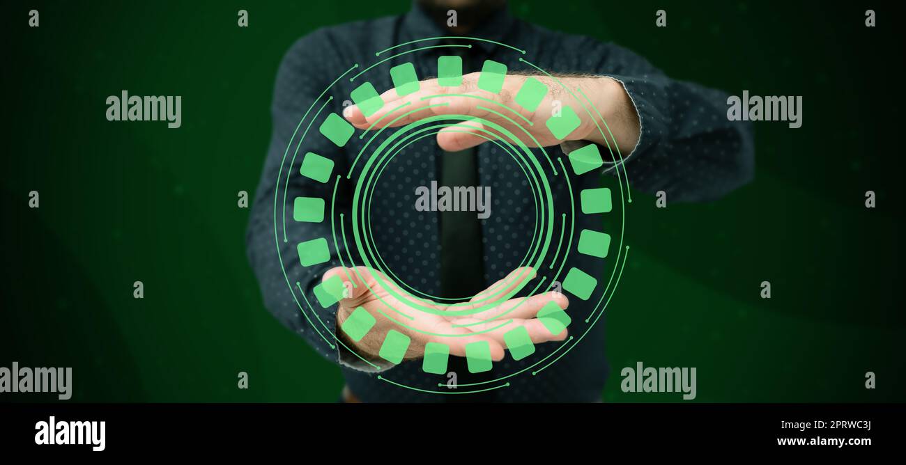 Business Man Presenting New Futuristic Technologies. Stock Photo