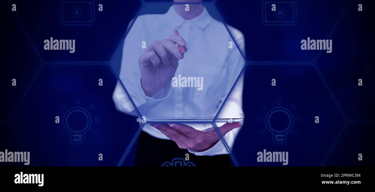 Business Man Presenting New Futuristic Technologies. Stock Photo