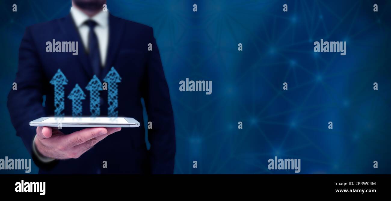 Business Man Presenting New Futuristic Technologies. Stock Photo