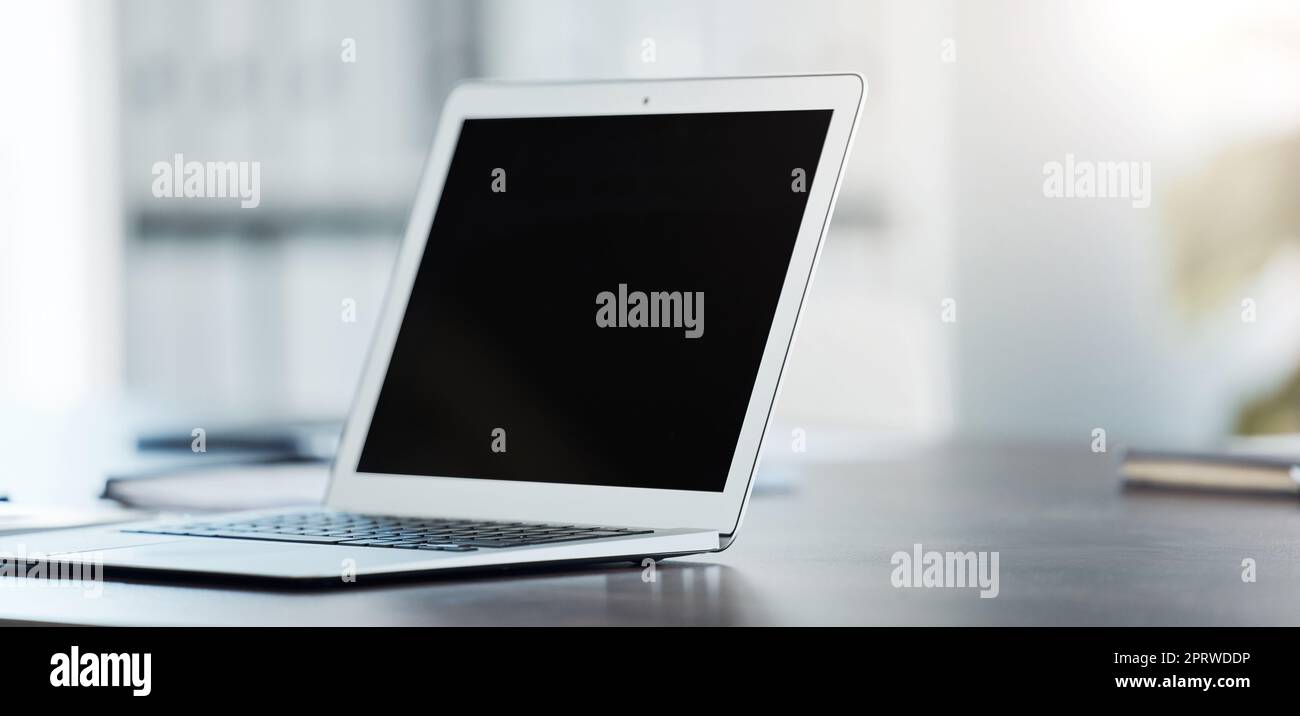 Laptop blank screen table hi-res stock photography and images - Alamy