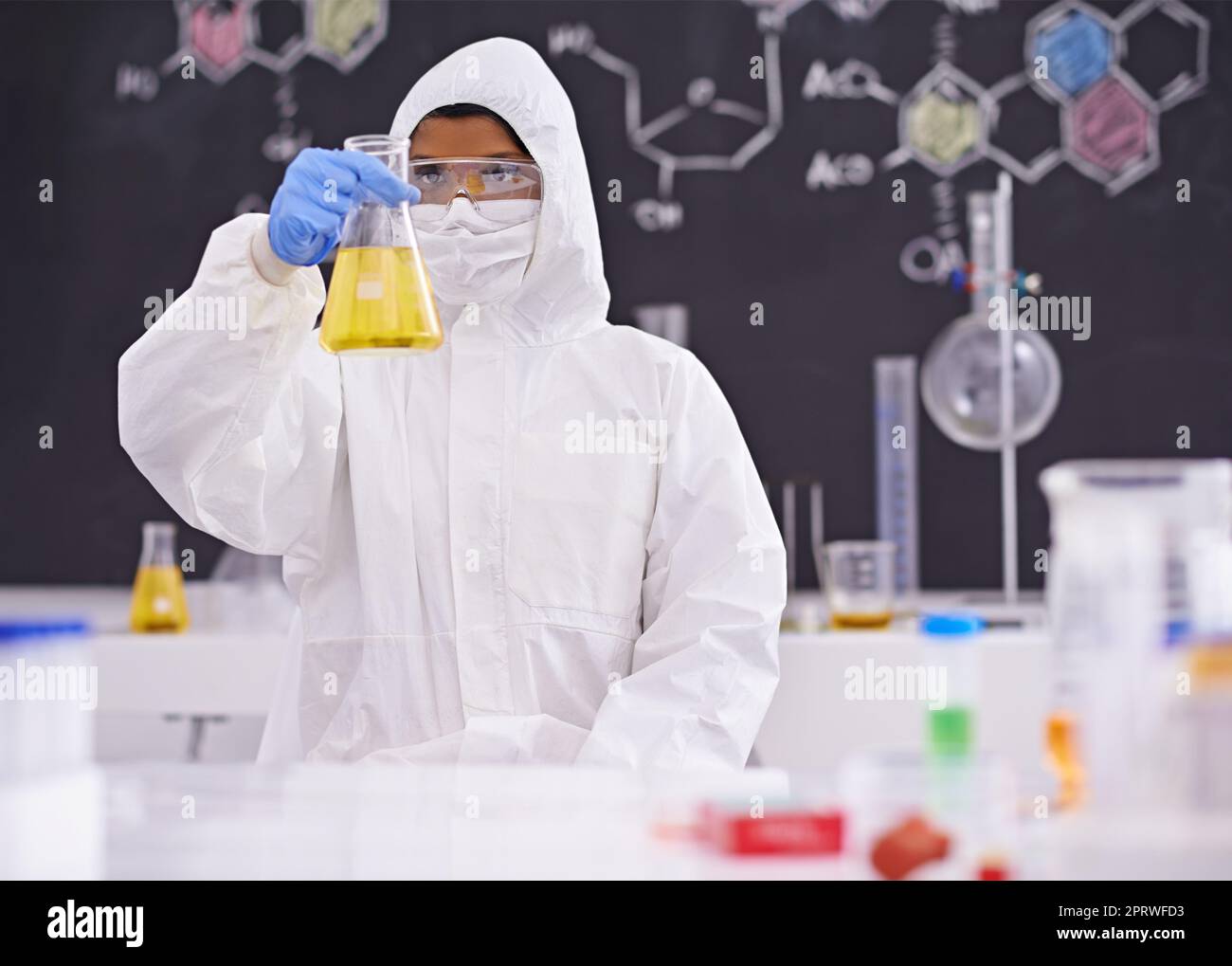 Man Scientists Wear Protective Clothing On Stock Photo 459559240