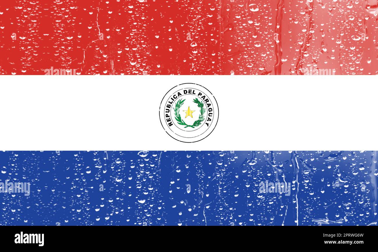 3D Flag of Paraguay on a glass with water drop background Stock Photo ...