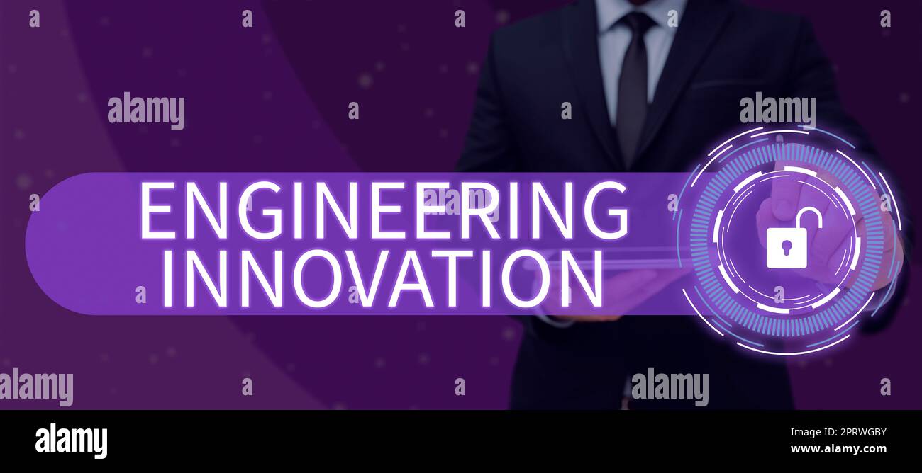 Text caption presenting Engineering Innovation, Word for Process expressed in Logic and Mathematical Form Stock Photo
