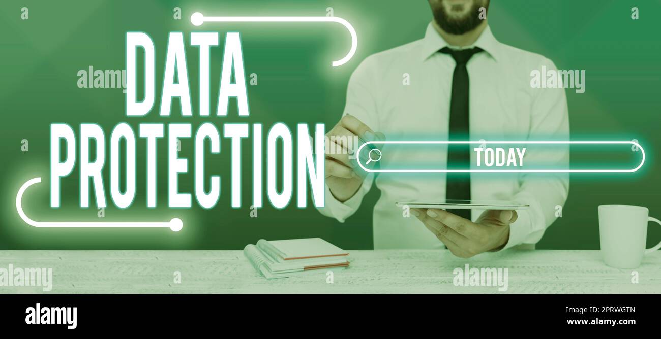 Conceptual display Data ProtectionProtect IP addresses and personal data from harmful software. Concept meaning Protect IP addresses and personal data from harmful software Stock Photo