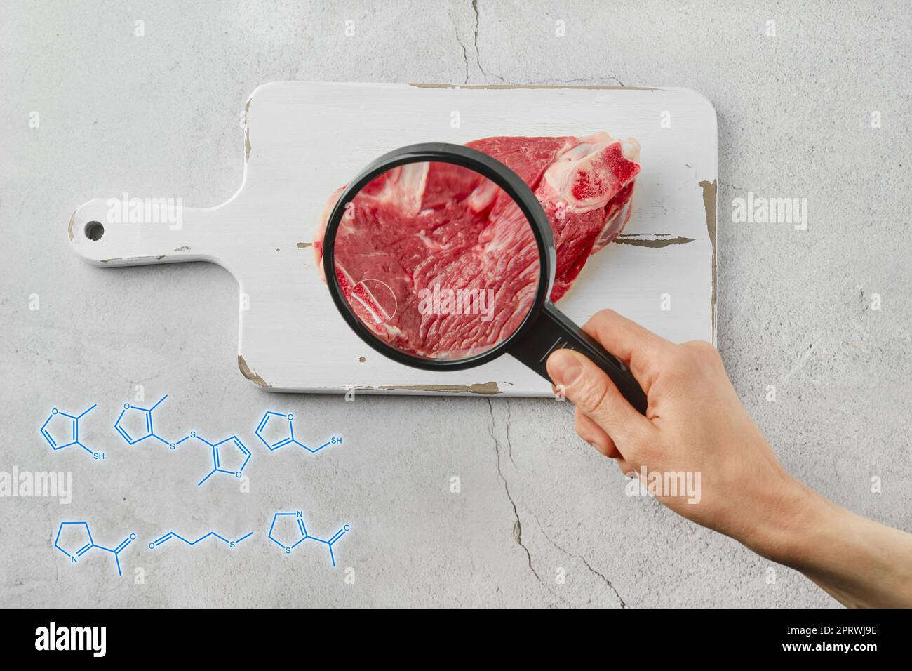 Cultured meat concept. Meat from beaker, top view Stock Photo Alamy
