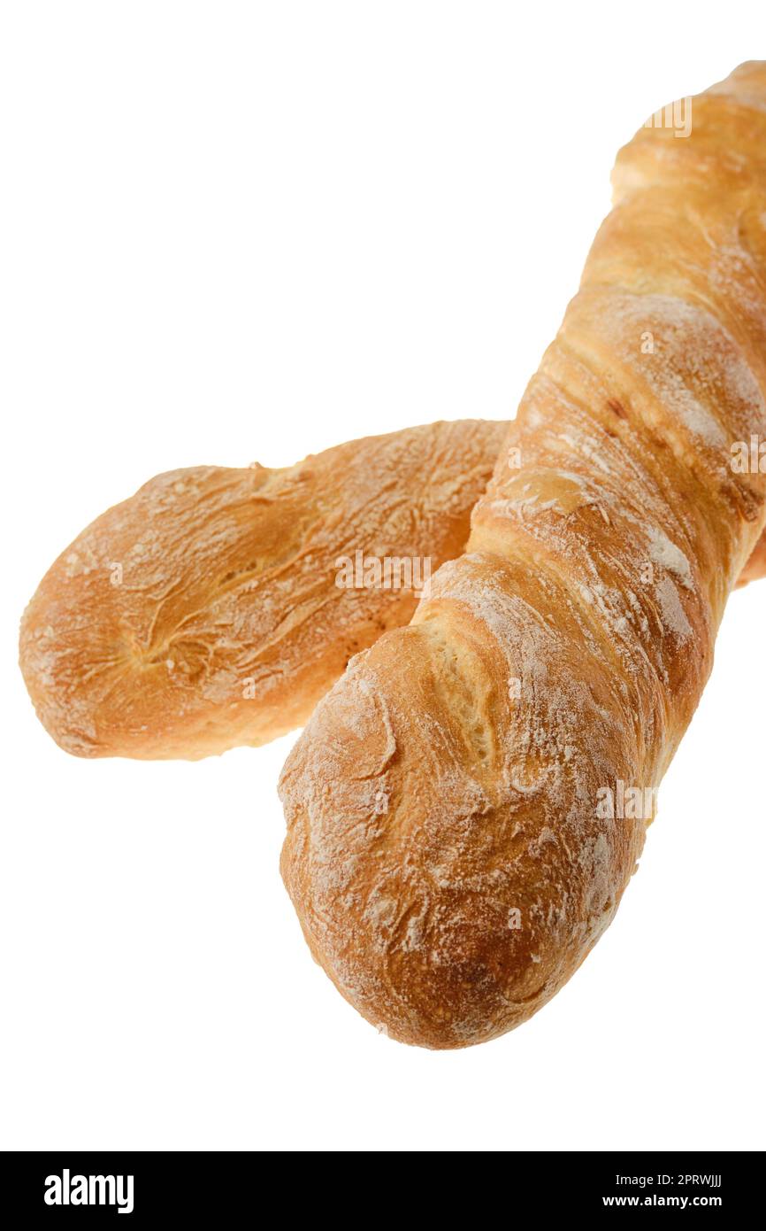 Wheat baguette bread isolated on white Stock Photo - Alamy