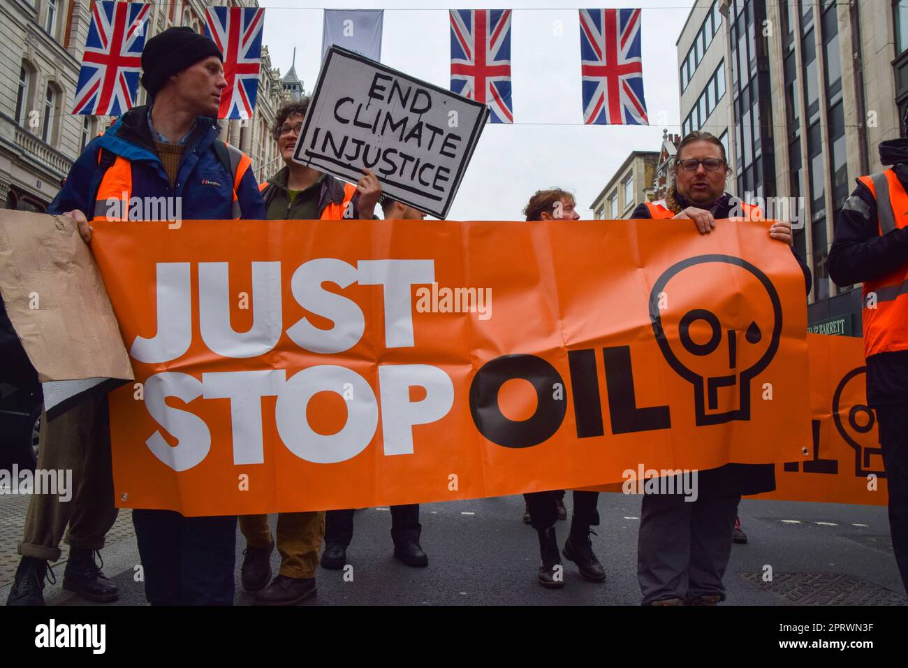 London, England, UK. 27th Apr, 2023. Just Stop Oil activists continue