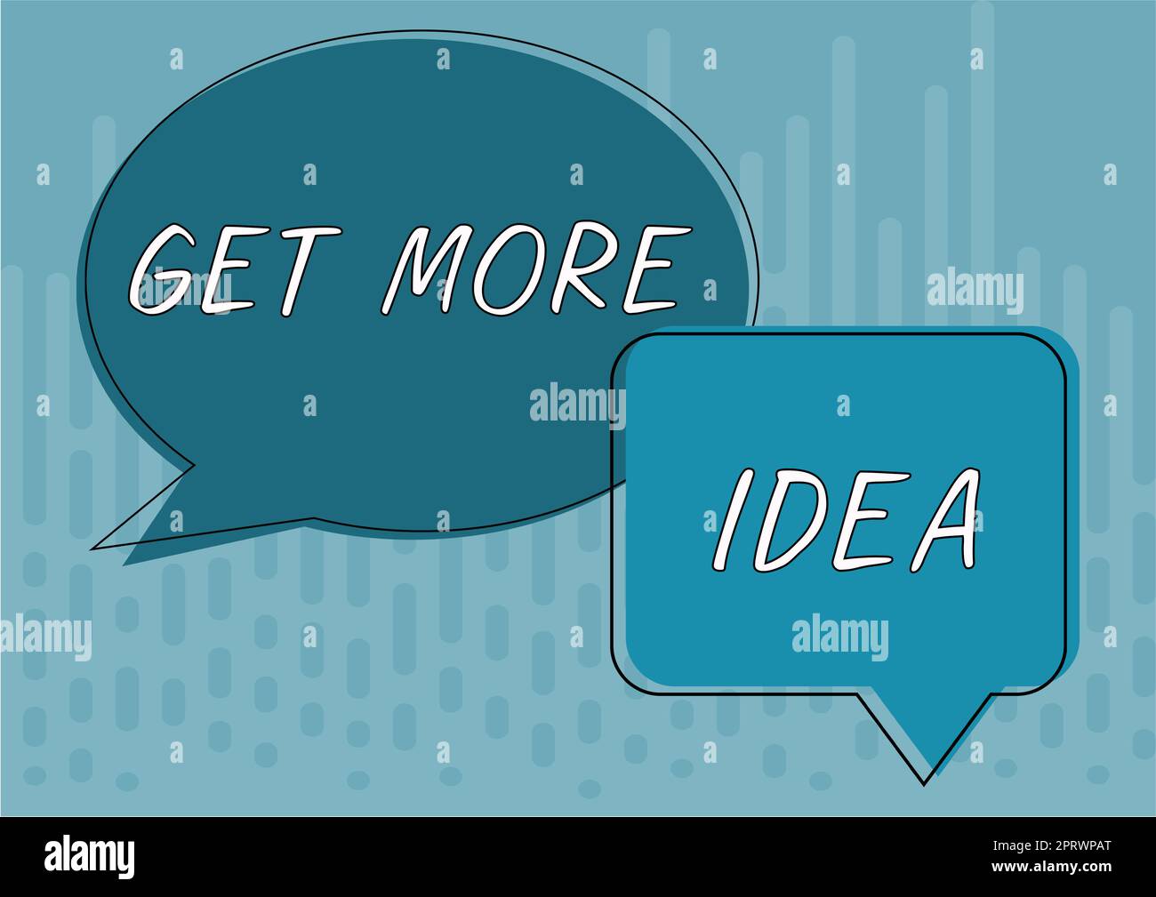 Text sign showing Get More Idea. Concept meaning Random Input Mind Map Picture Mock up Surveys Visualization Square And Oval Blank Speech Bubbles Representing Connecting To People. Stock Photo