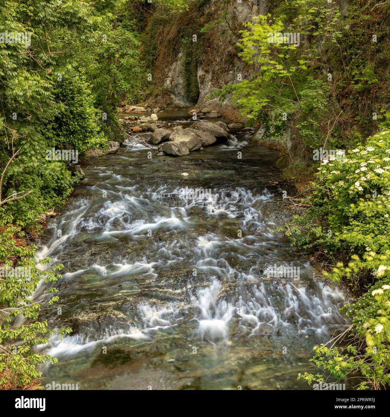 Kalmbach creek, a tributary of Passer river near Saint Martin, Passeier Valley, South Tyrol Stock Photo