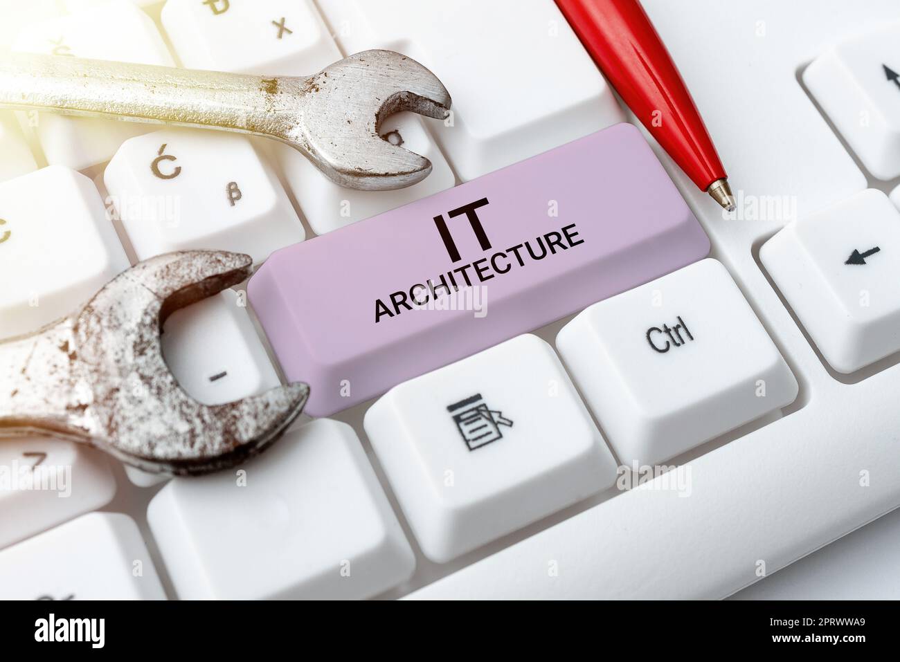 Text sign showing It ArchitectureArchitecture is applied to the process of overall structure. Business approach Architecture is applied to the process of overall structure Stock Photo
