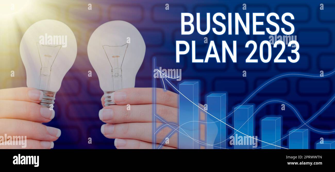 Conceptual caption Business Plan 2023Challenging Business Ideas and Goals for New Year. Business showcase Challenging Business Ideas and Goals for New Year Stock Photo