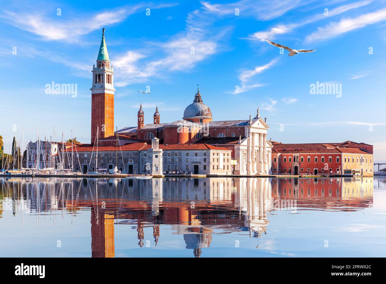 Famous San Giorgio Maggiore Island and its reflection, Venice, Italy Stock Photo