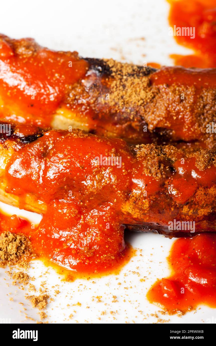 closeup of a german curry wurst Stock Photo