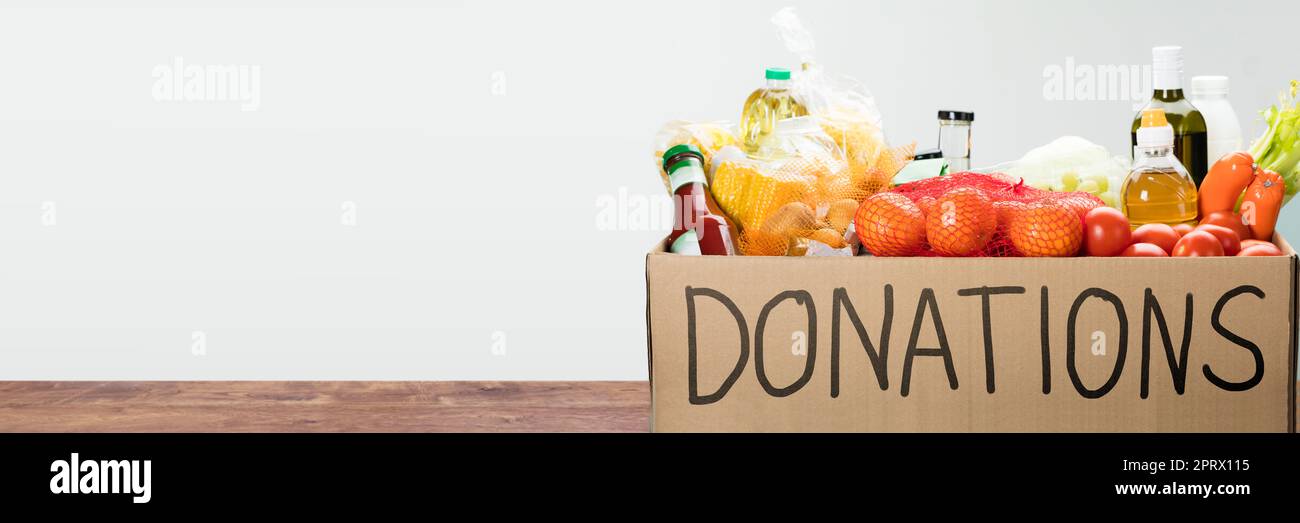 Canned Food Donation Box Stock Photo Alamy