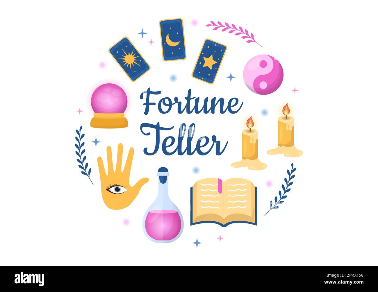 Fortune Teller Template Hand Drawn Cartoon Flat Illustration with