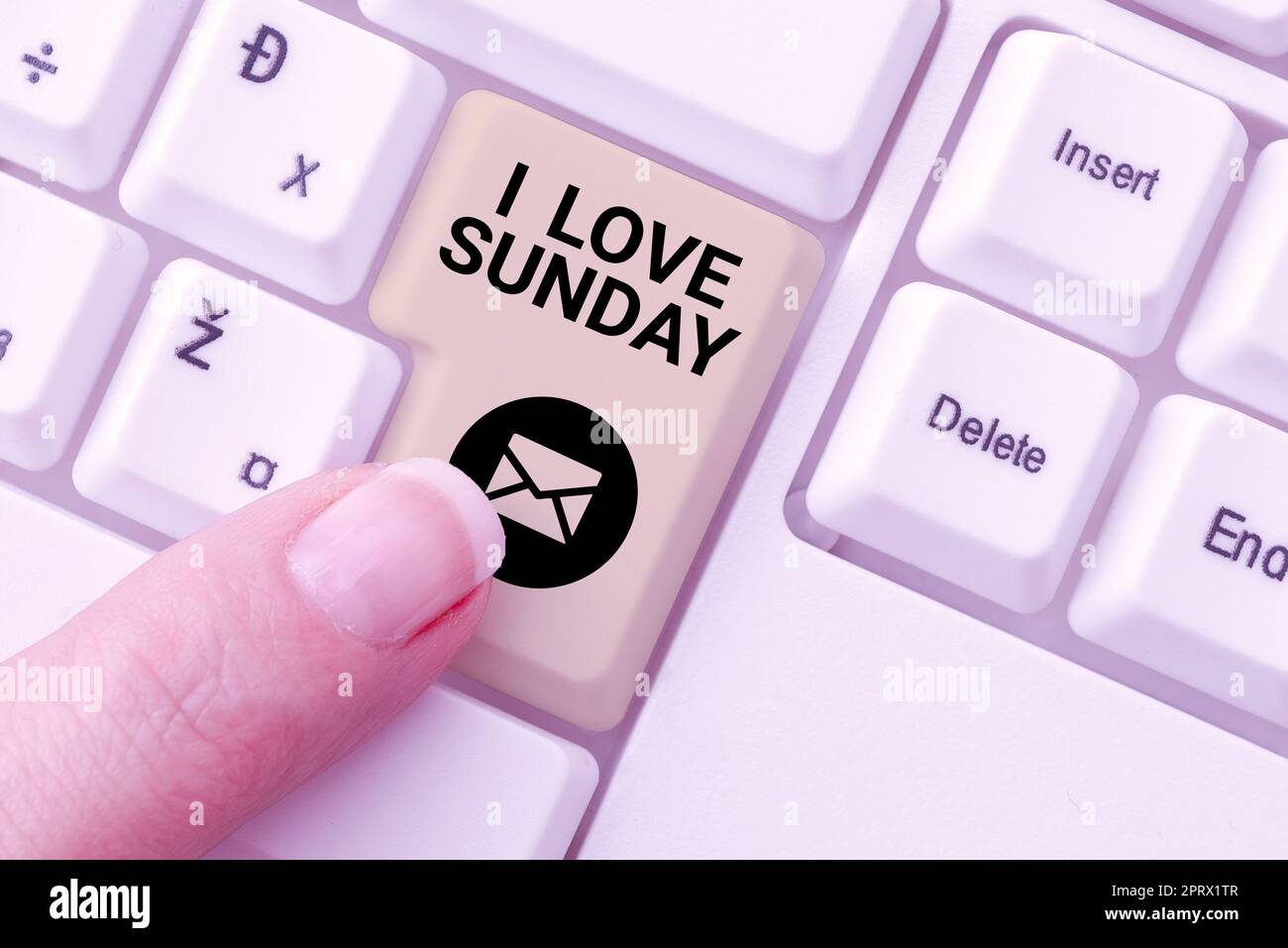 Conceptual caption I Love Sunday. Business idea To have affection for the weekend happy excited relax Stock Photo