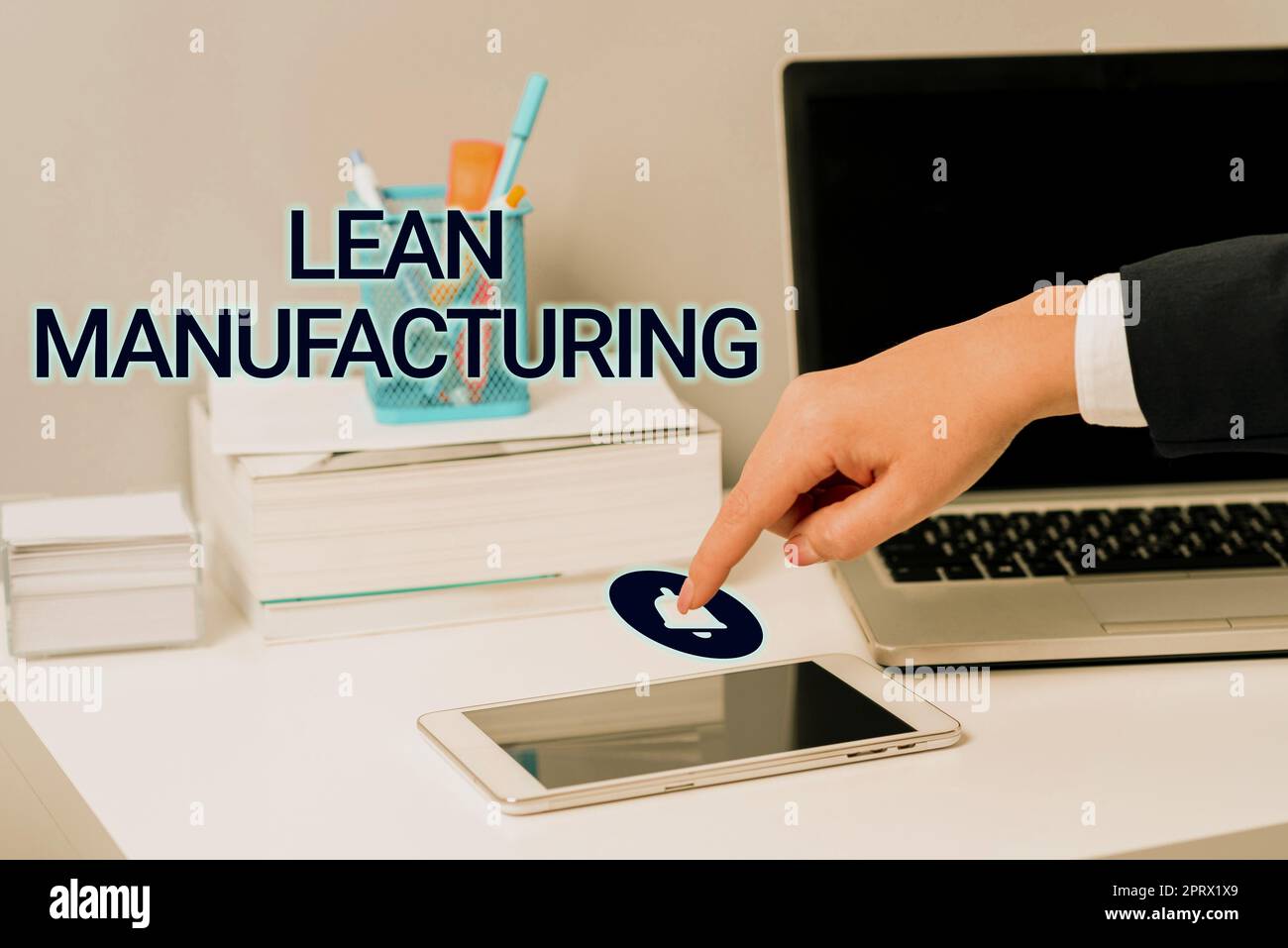 Text showing inspiration Lean ManufacturingWaste Minimization without sacrificing productivity. Word for Waste Minimization without sacrificing productivity Stock Photo